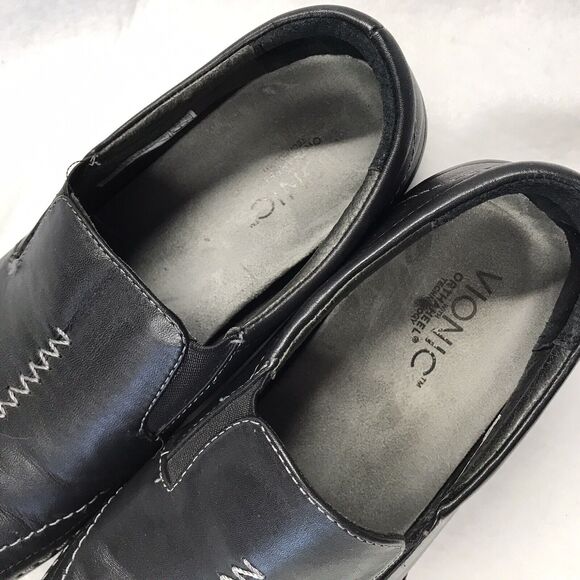Vionic Addison Black Leather Slip On Comfort Loafer w Orthaheel  Size 8.5 shoe - Picture 4 of 7